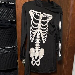 Black Skeleton Print Long Sleeve Dress